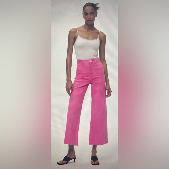 Zara Pink Flare & Wide Leg “Marine” Jeans - Picture 3 of 8